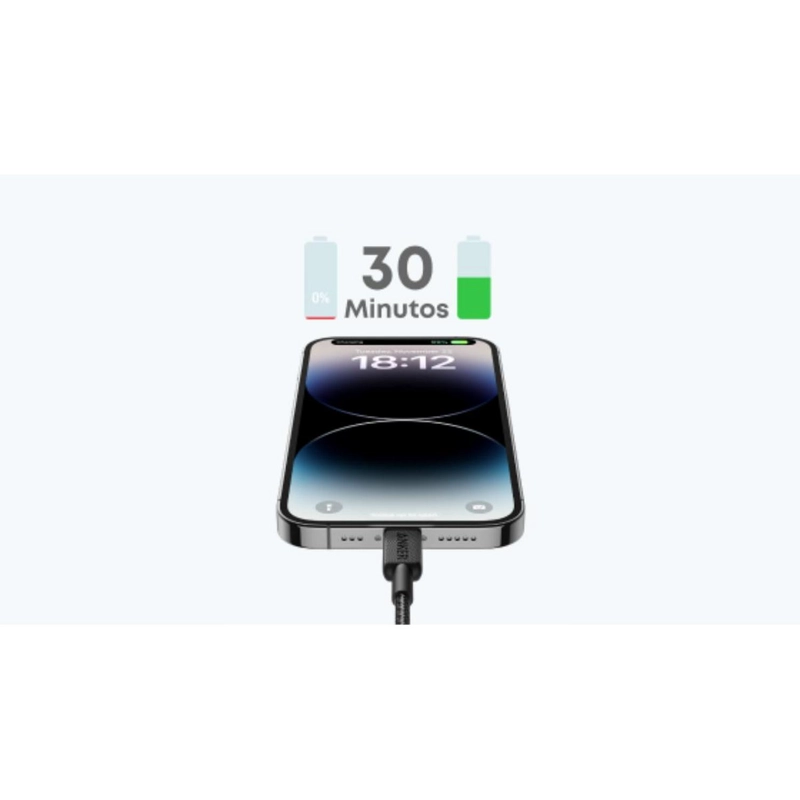 CABLE USB-C A LIGHTNING ANKER CARGA RAPIDA 60W 3M NEGRO - 7