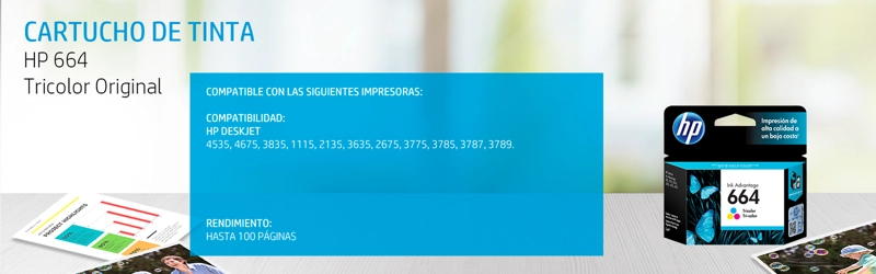 CARTUCHO DE TINTA HP 664 TRICOLOR - 6