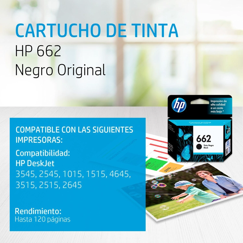 CARTUCHO DE TINTA HP 662 NEGRO - 3