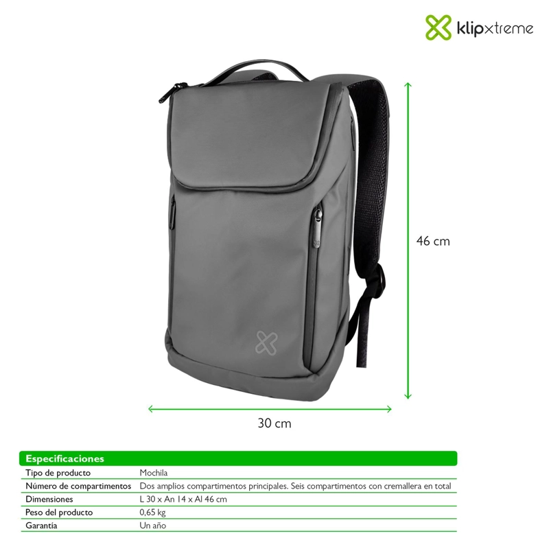 KX BKPK PORTATIL KNB-905GR 15.6 PUERTOS USB NEGROS WTR REPELENTE - 5