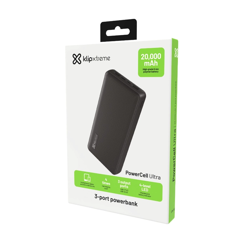 KX POWERBANK 20.000MAH USB-C + 2X USB-A 15W 5V/3A MAX OUTPUT - 5