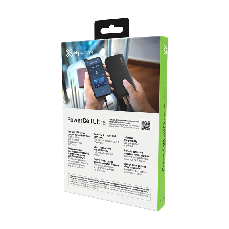 KX POWERBANK 20.000MAH USB-C + 2X USB-A 15W 5V/3A MAX OUTPUT - 6