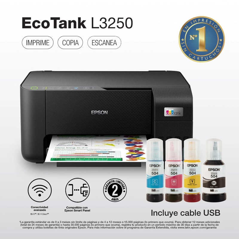 IMPRESORA EPSON MULTIFUNCIONAL 3 EN 1 ECOTANK L3250 WI-FI - 5