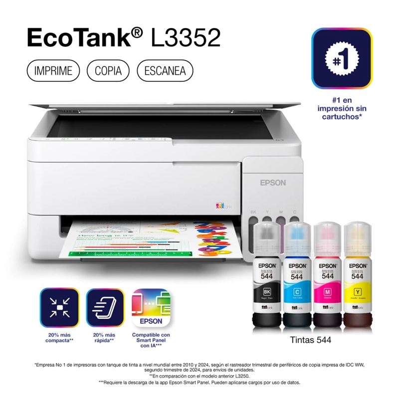 IMPRESORA EPSON ECOTANK WIFI L3352 BLANCO - 2