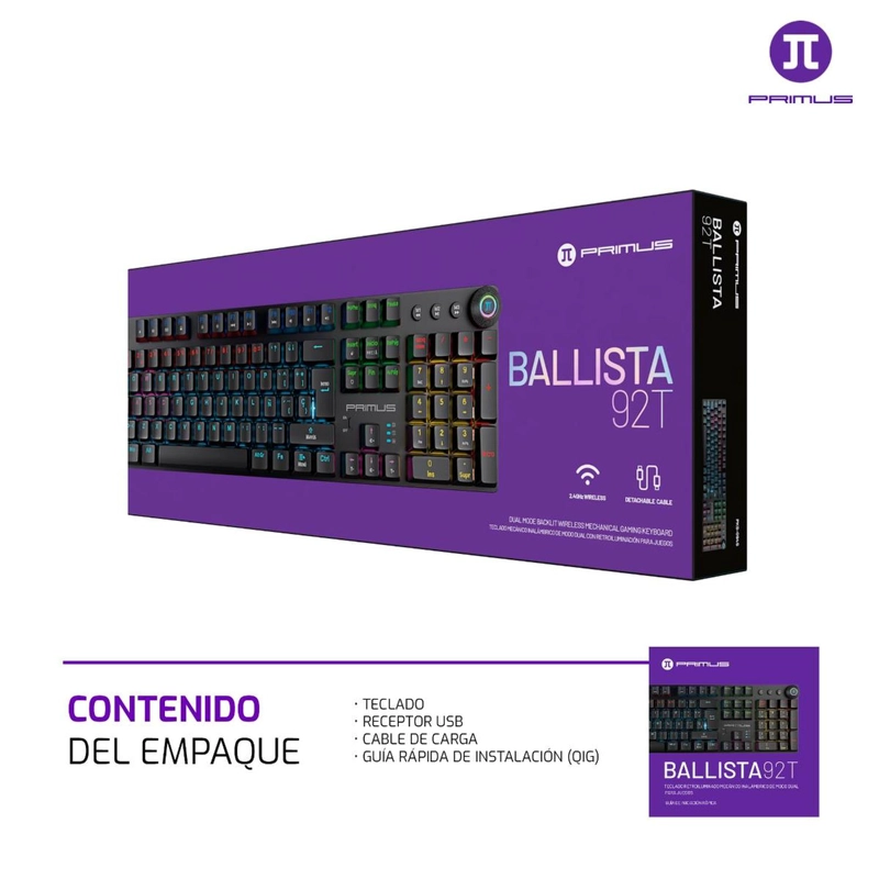 TECLADO GAMER MECANICO INALAMBRICO PRIMUS BALLISTA 92T PKS-094S - 3