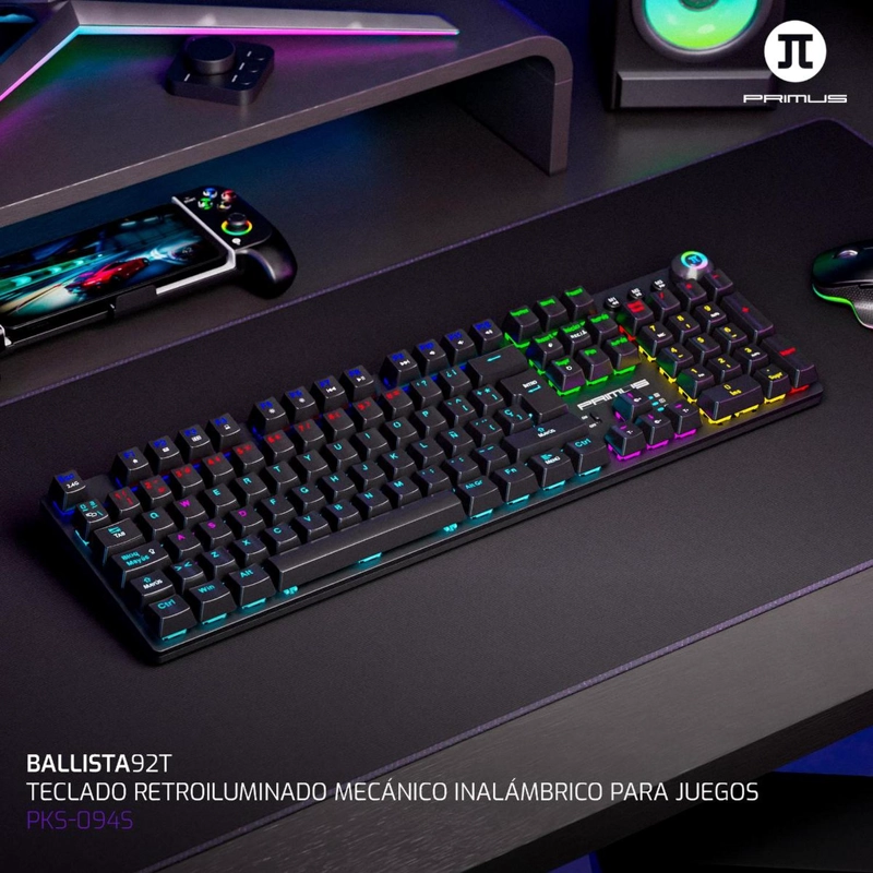 TECLADO GAMER MECANICO INALAMBRICO PRIMUS BALLISTA 92T PKS-094S - 7