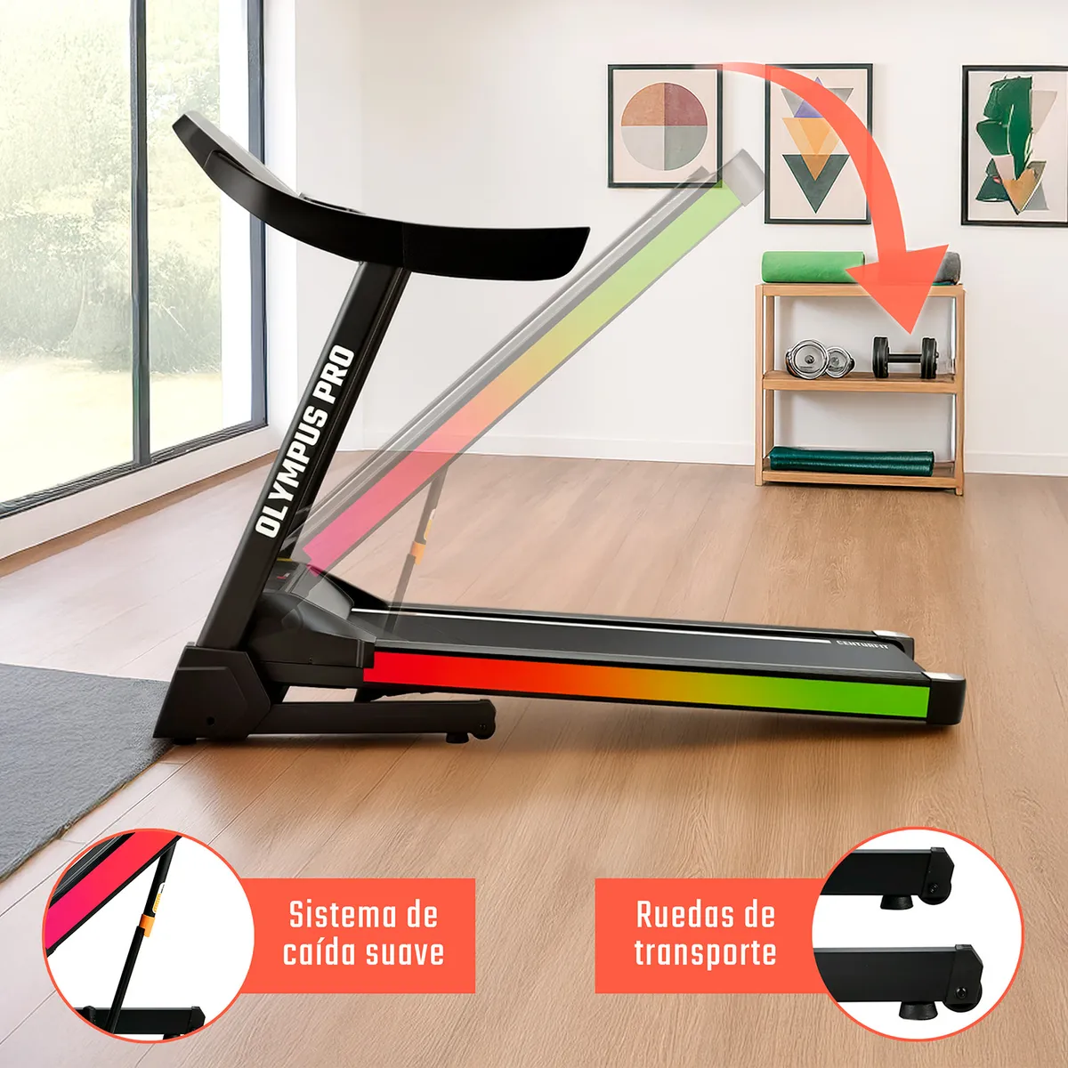 Trotadora Centurfit 16 km/h 3HP | Banda 46x123 cm | 15 niveles inclinación | Plegable - 6
