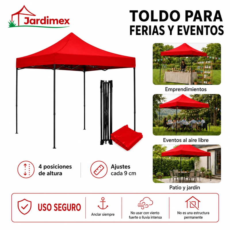 CARPA JARDIMEX 3 X 3 PLEGABLE LONA IMPERMEABLE PARA JARDIN - 5