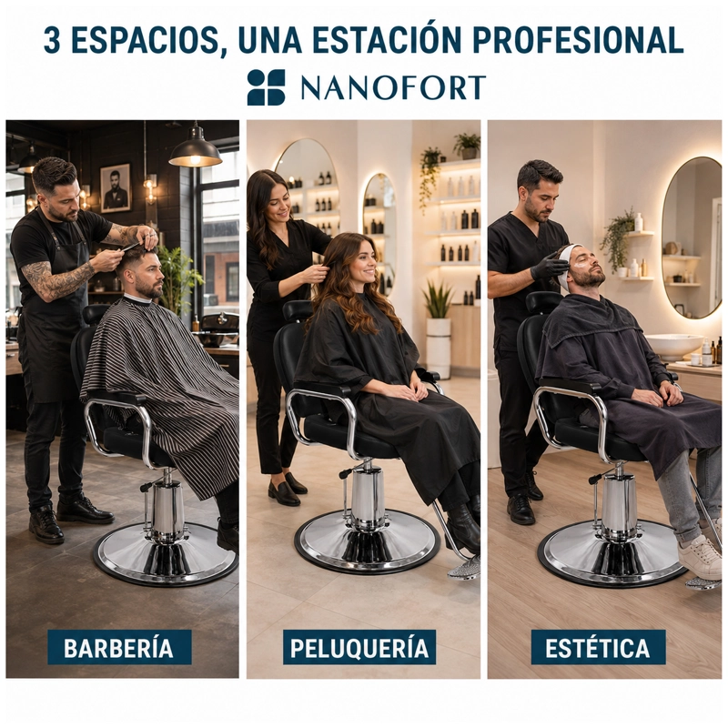 SILLON RECLINABLE NANOFORT 1 CUERPO ACERO NEGRO BARBERIA SALON ESTETICA - 6