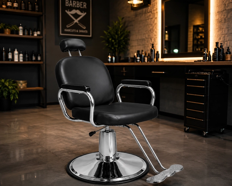 SILLON RECLINABLE NANOFORT 1 CUERPO ACERO NEGRO BARBERIA SALON ESTETICA - 8