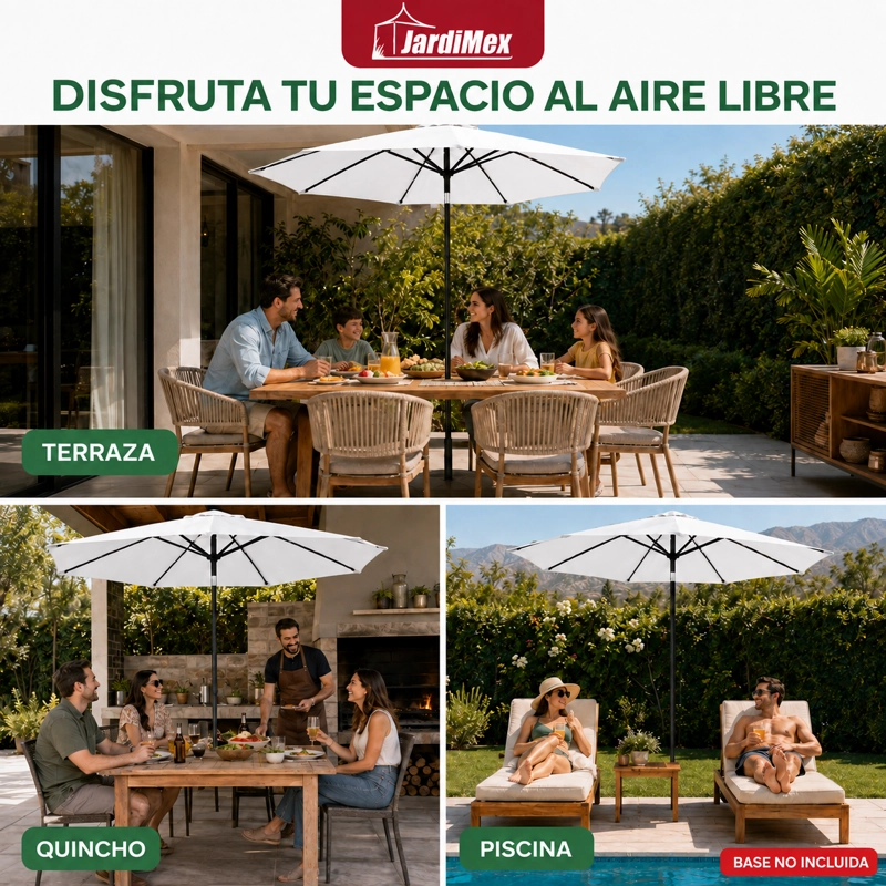 QUITASOL JARDIMEX 270CM PLEGABLE AJUSTABLE BLANCO - 6