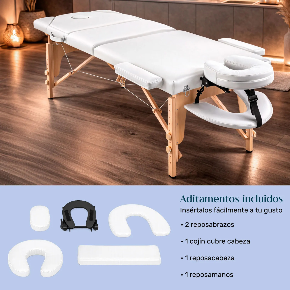 CAMILLA MASAJE NANOFORT 3 CUERPOS BLANCO MADERA - 4