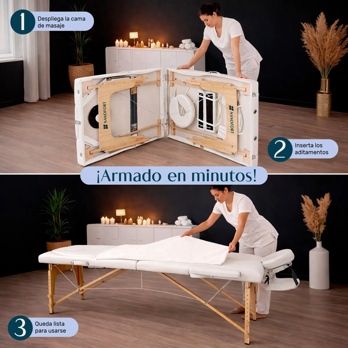 CAMILLA MASAJE NANOFORT 3 CUERPOS BLANCO MADERA - 6