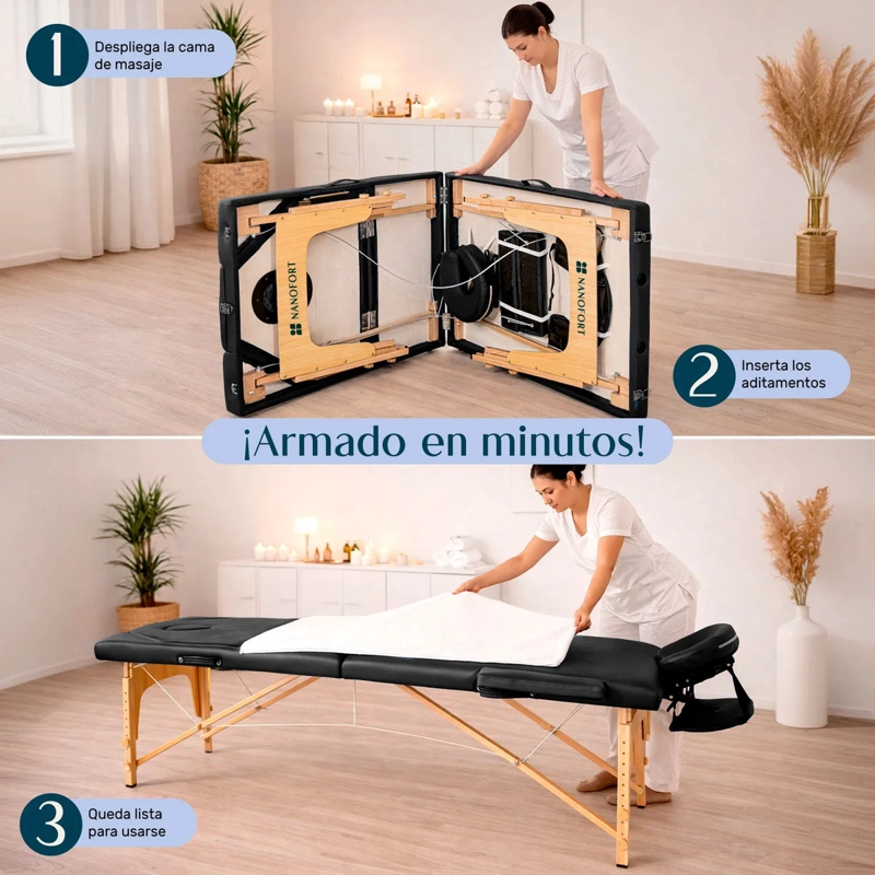 CAMILLA MASAJE NANOFORT 3 CUERPOS NEGRO MADERA - 3
