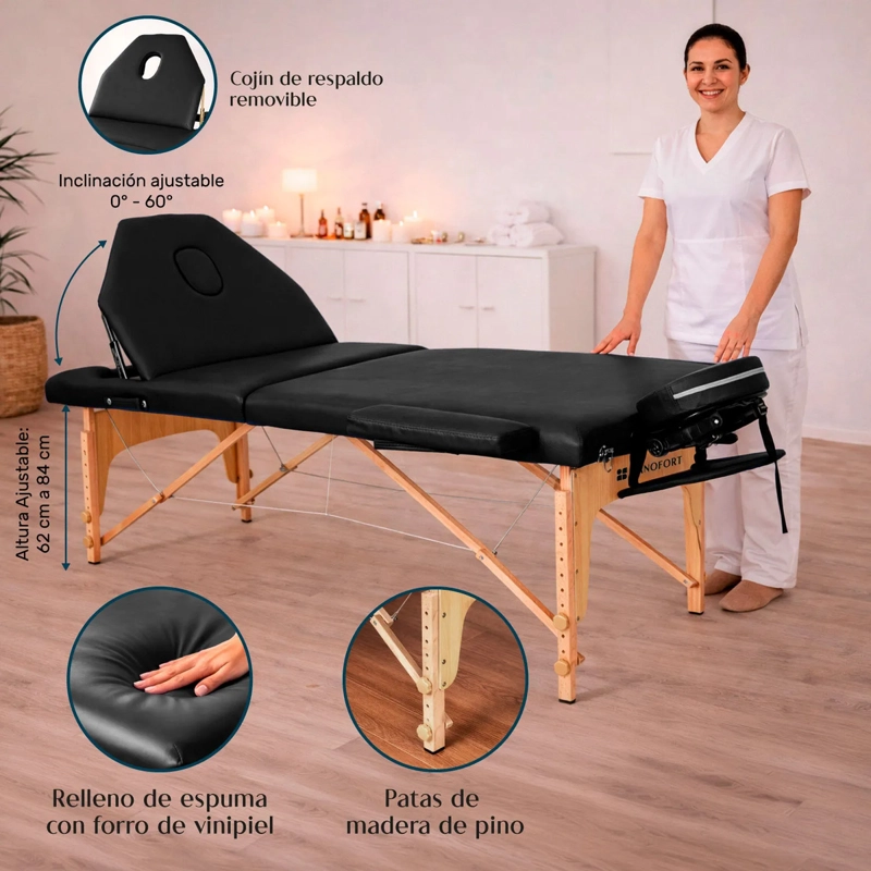 CAMILLA MASAJE NANOFORT 3 CUERPOS NEGRO MADERA - 6