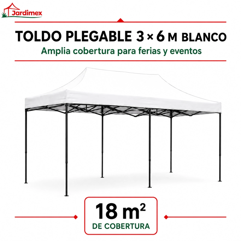 TOLDO JARDIMEX PLEGABLE 3X6 IMPERMEABLE ARAÑA BLANCO - 1