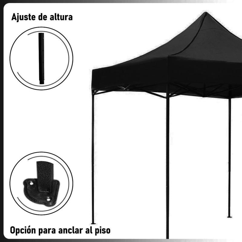 TOLDO PLEGABLE 3X3 IMPERMEABLE RETRACTIL NEGRO - 6