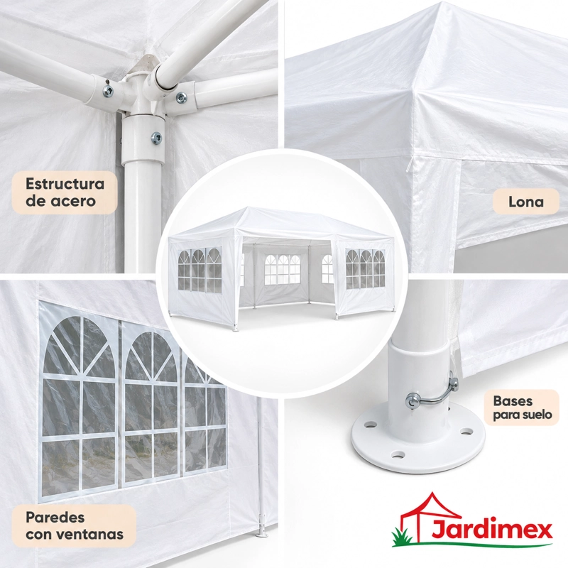 TOLDO PLEGABLE JARDIMEX 3X6 PARA EVENTOS BLANCO CON PAREDES - 2