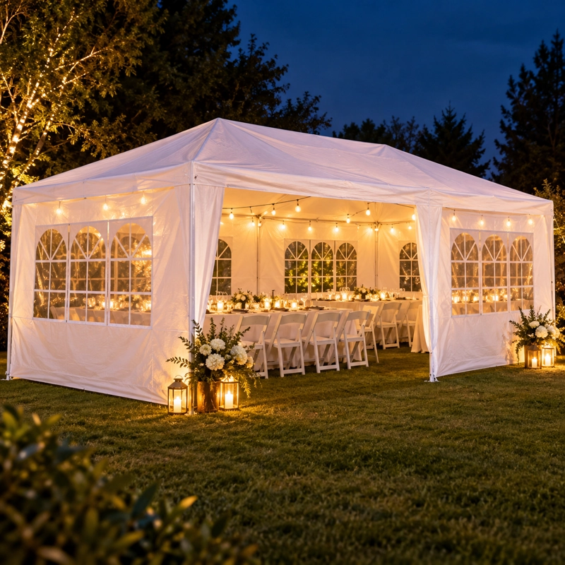 TOLDO PLEGABLE JARDIMEX 3X6 PARA EVENTOS BLANCO CON PAREDES - 4