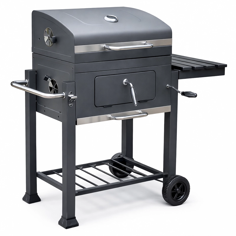 Parrilla A Carbón BBQ Con Tapa Termómetro Ruedas Para Quincho Jardimex - 1