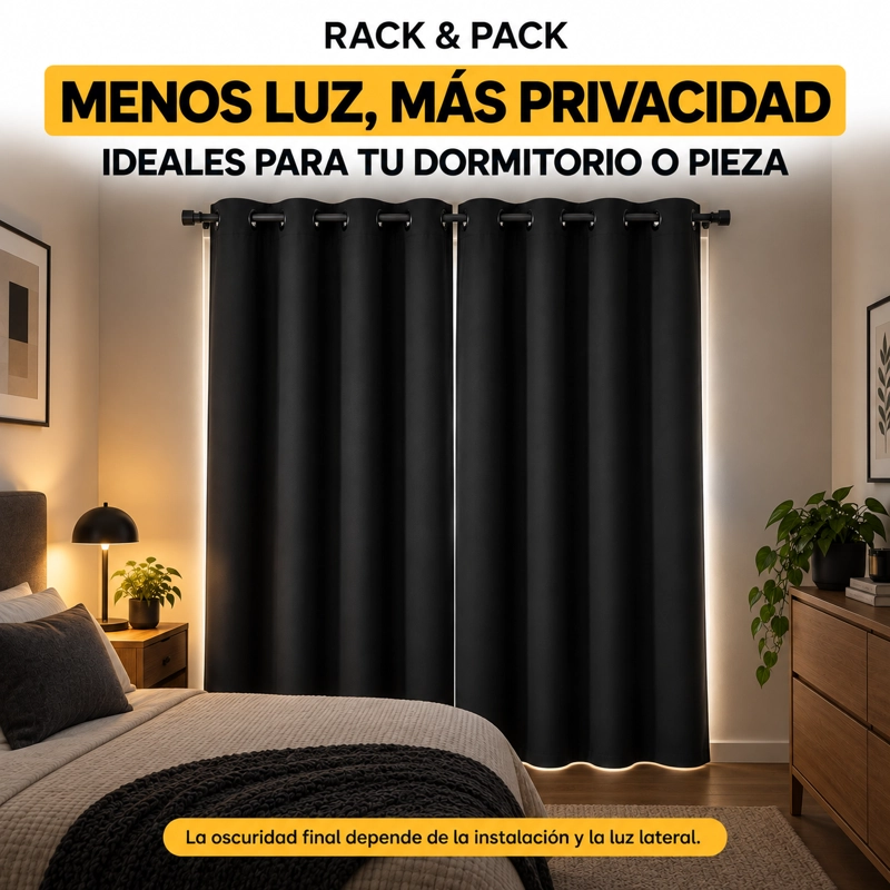 CORTINAS BLACKOUT RACK & PACK 2 PAÑOS 137X215 100% PRIVACIDAD TE RMICA - 3