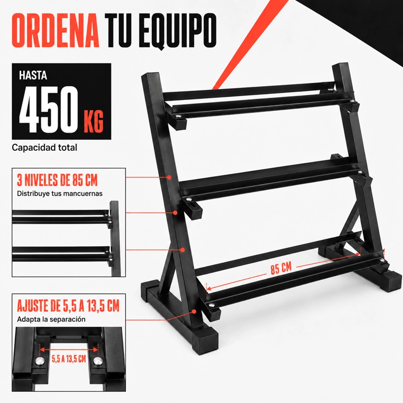 RACK MARCY 3 TIER METAL STEEL HOME WORKOUT GYM DUMBBELL WEIGHT RACK STORAGE STAND - 3
