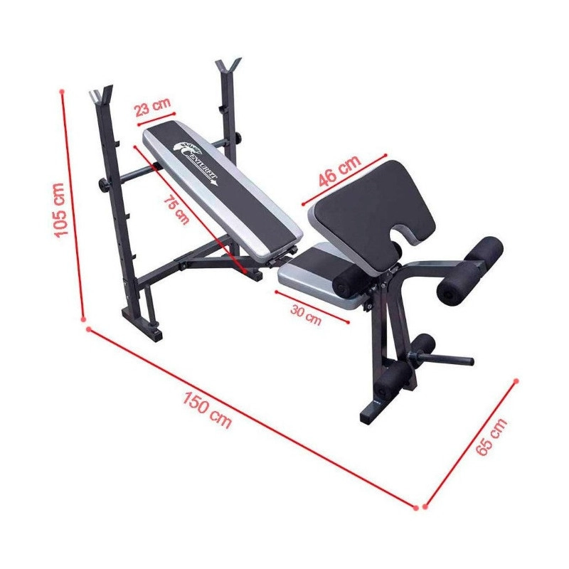 BANCO MULTIFUNCIONAL 5 EN 1 CENTURFIT GYM PECHO BICEP PESAS - 3