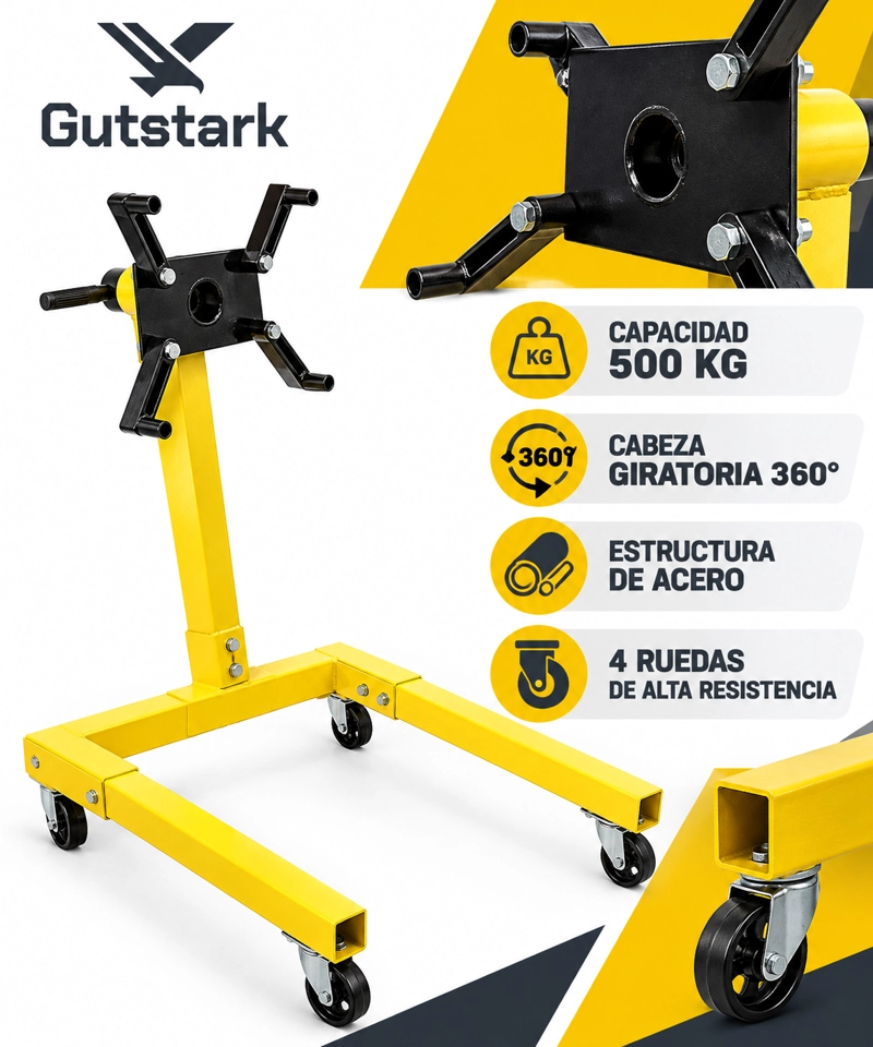 SOPORTE PARA MOTOR INDUSTRIAL GUTSTARK 500KG CABEZA GIRATORIA 360° - 2
