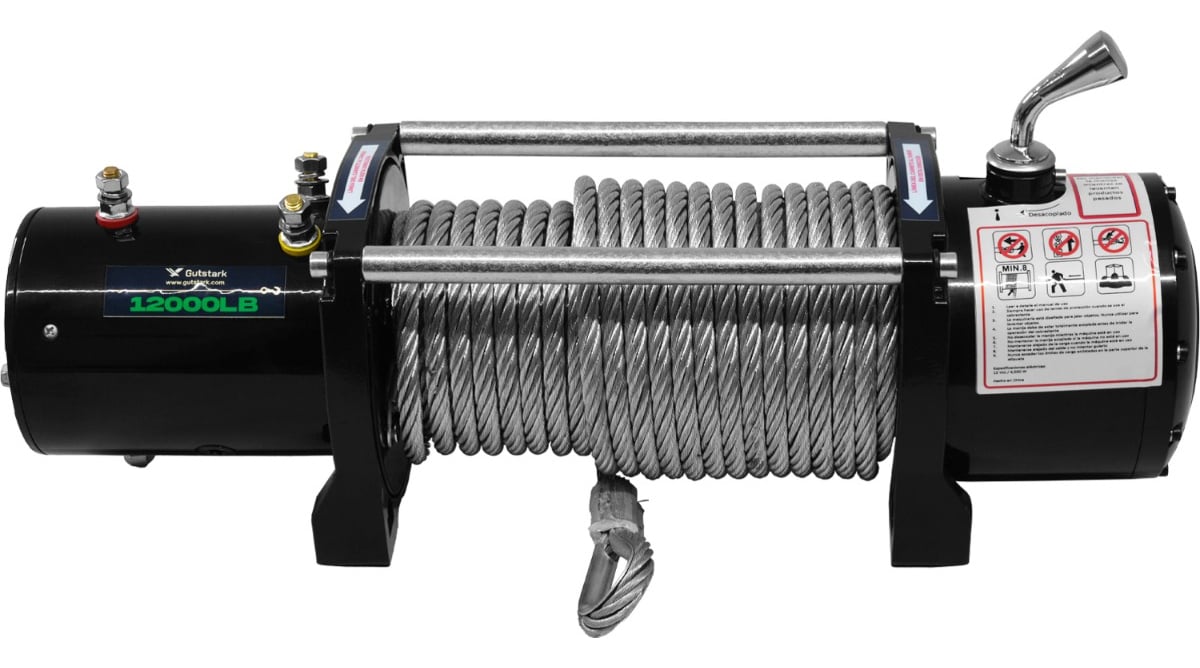 WINCHE ELE CTRICO 12000 LB 12V CABLE ACERO 27M + CONTROL - 2