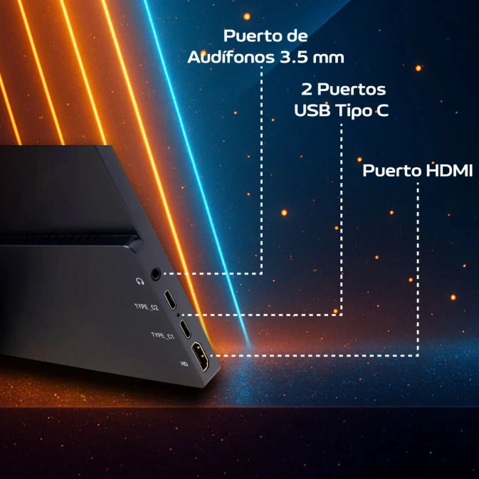 MONITOR GAMER PORTATIL AUDIOTEK 15.6  FULL HD PARLANTES LCD 60 HZ - 4