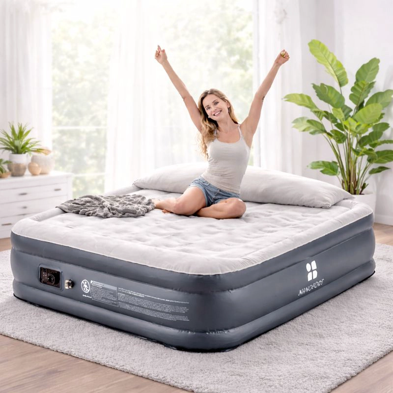 COLCHON RACK & PACK INFLABLE ELECTRICO QUEEN CON BOMBA AIRE AUTOMATICA - 1