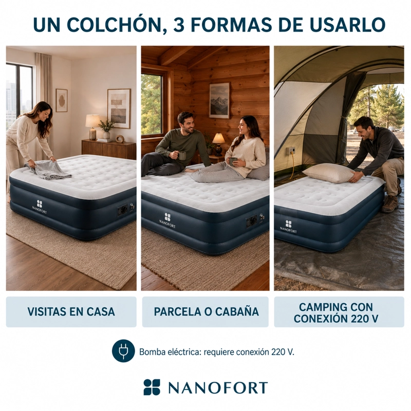 COLCHON RACK & PACK INFLABLE ELECTRICO QUEEN CON BOMBA AIRE AUTOMATICA - 7