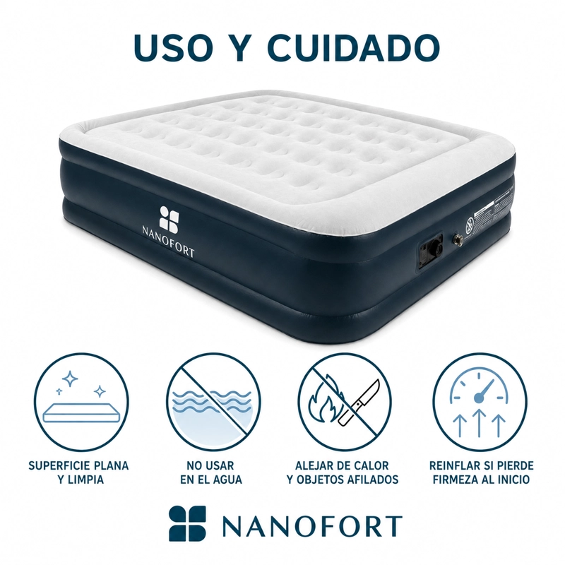 COLCHON RACK & PACK INFLABLE ELECTRICO QUEEN CON BOMBA AIRE AUTOMATICA - 9