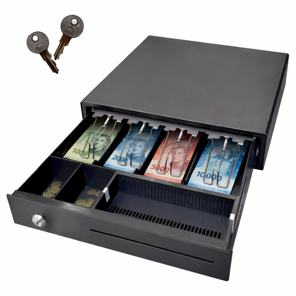 Caja Gaveta Dinero Metalica Registradora Apertura Electronica 5 Billetes 2 Llaves - 1