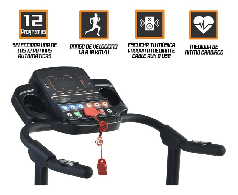 Trotadora Eléctrica Plegable Centurfit 1.25hp 10 Km/h Negro - 6