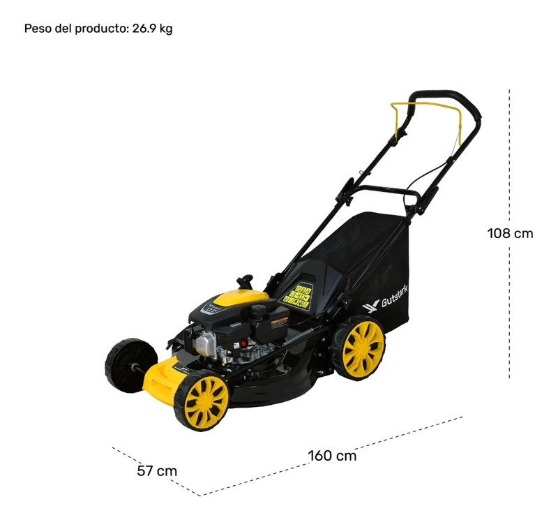 Podadora Cesped Gasolina 53cm de Corte  3en1 en 7 Velocidades 6.5hp 170cc Color Amarillo - 8