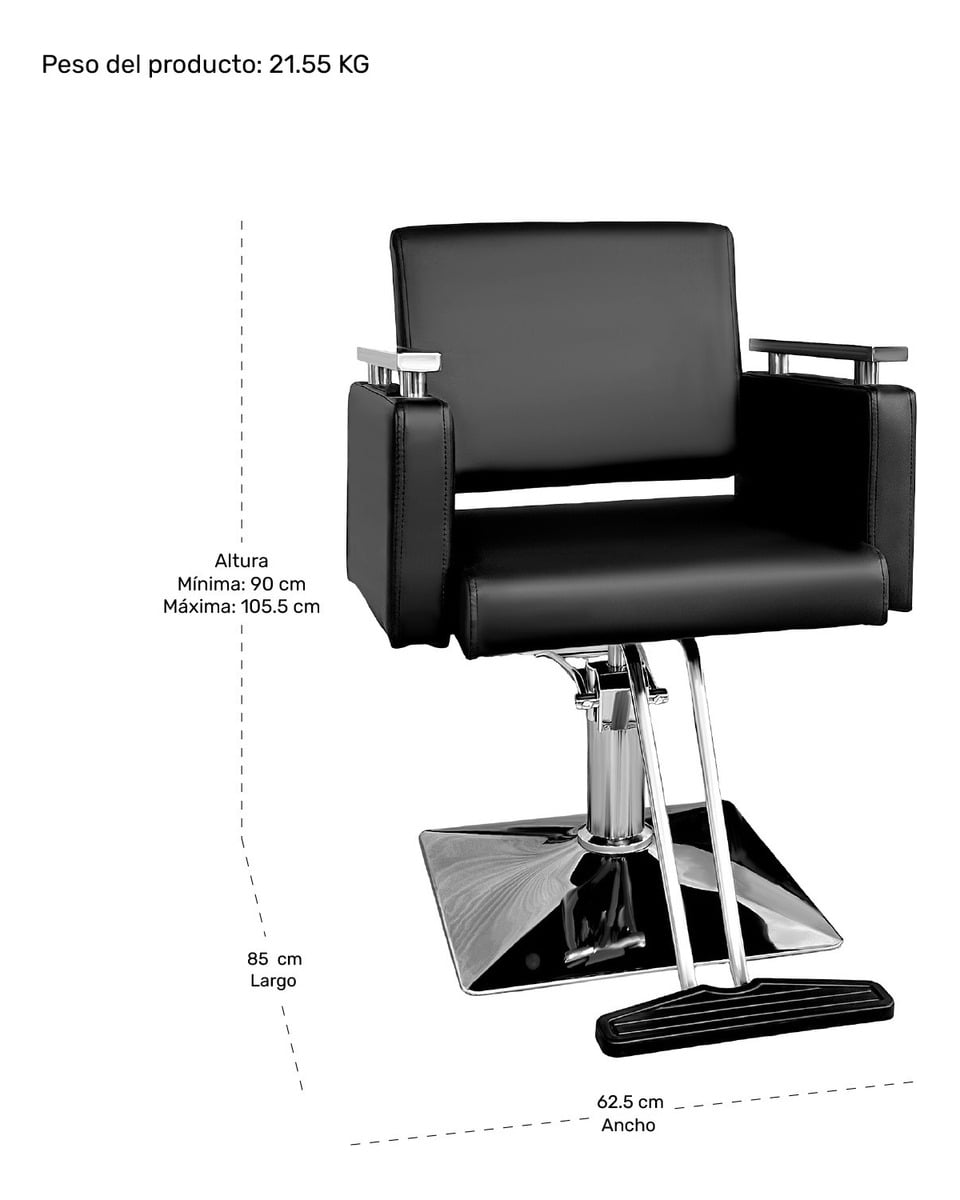 SILLA NANOFORT SILLON BARBERIA ESTETICA HIDRAULICO DE RESPALDO FIJO - 6