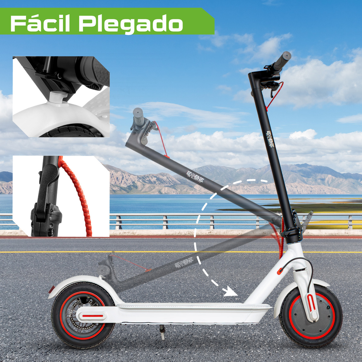 SCOOTER ELE CTRICO CENTURFIT PLEGABLE 32KM LED 120KG PATIN - 5