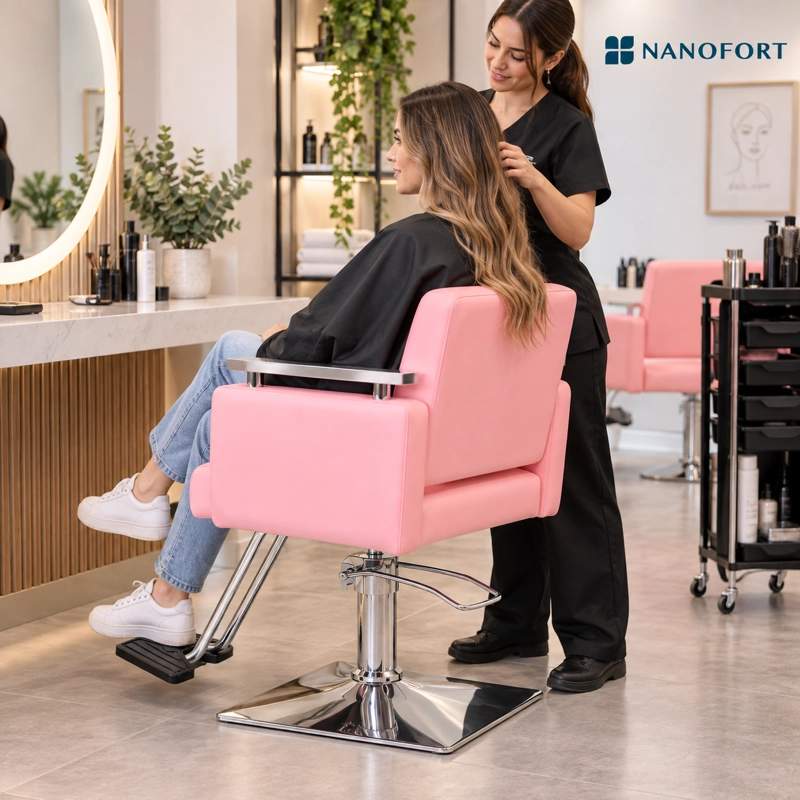 SILLA OFICINA ERGONOMICA GIRATORIA DE ESCRITORIO MODERNA COLOR ROSA - 8