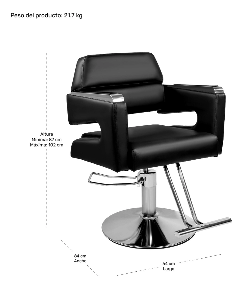 SILLA NANOFORT ESTETICA BARBERIA HIDRAULICA AJUSTABLE RESPALDO FIJO - 7