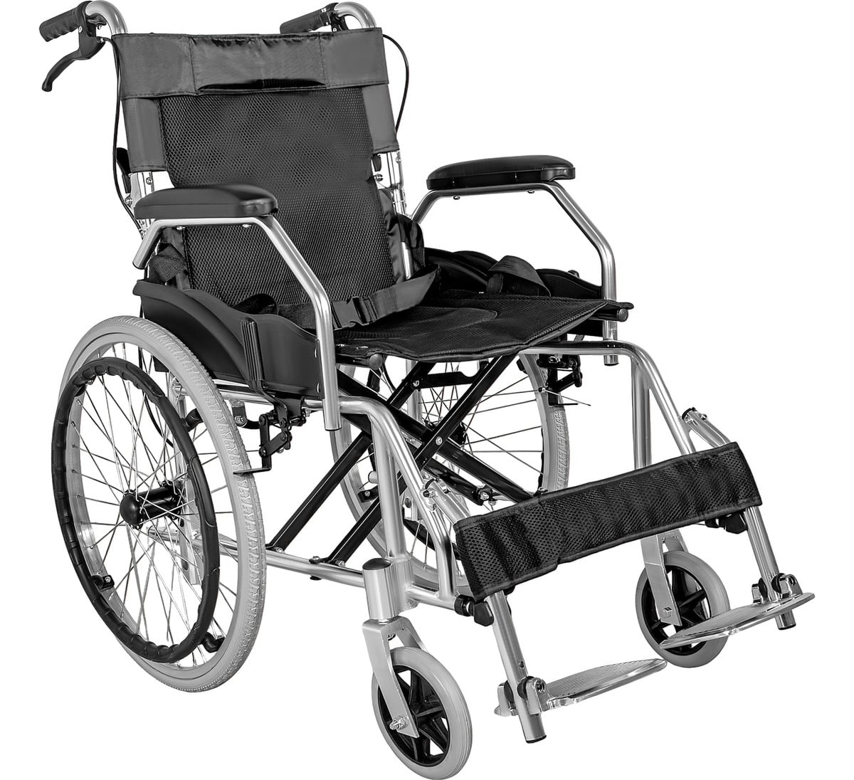 SILLA RUEDAS LIGERA PLEGABLE NANOFORT DOBLE FRENO RESISTENTE 120KG - 1