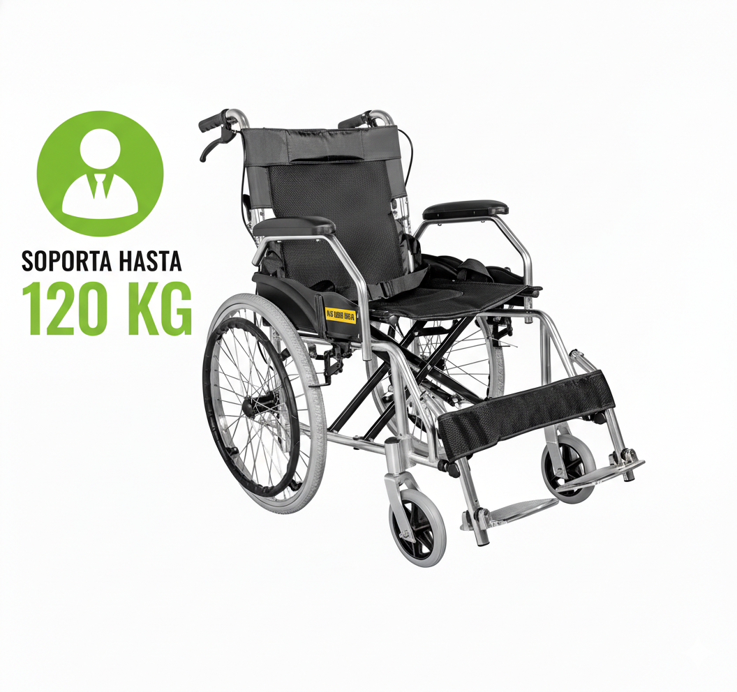 SILLA RUEDAS LIGERA PLEGABLE NANOFORT DOBLE FRENO RESISTENTE 120KG - 2