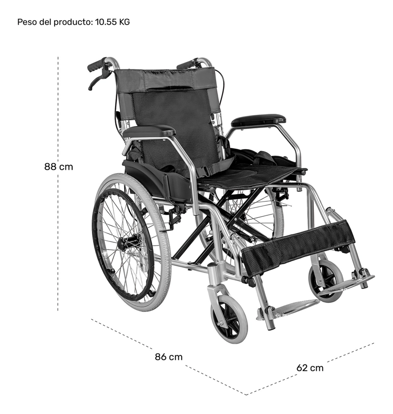 SILLA RUEDAS LIGERA PLEGABLE NANOFORT DOBLE FRENO RESISTENTE 120KG - 8