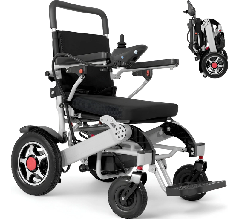 SILLA RUEDAS ELECTRICA PLEGABLE NANOFORT ACERO CONTROLADOR 5 VL NEGRO - 1