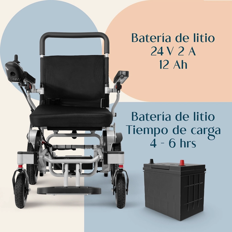 SILLA RUEDAS ELECTRICA PLEGABLE NANOFORT ACERO CONTROLADOR 5 VL NEGRO - 5