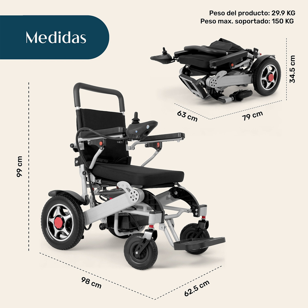 SILLA RUEDAS ELECTRICA PLEGABLE NANOFORT ACERO CONTROLADOR 5 VL NEGRO - 10