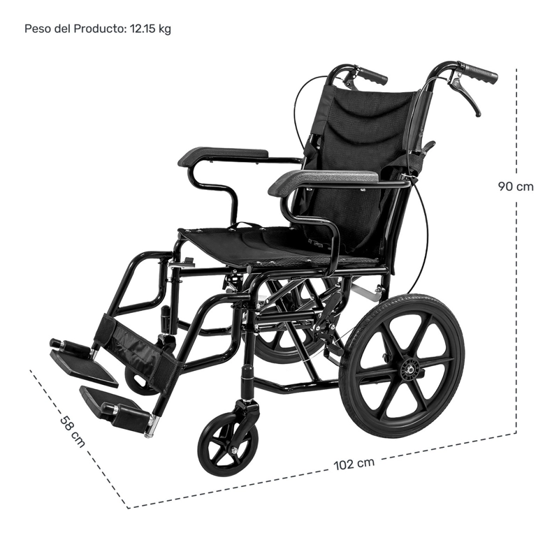 Silla de Ruedas Plegable Nanofort 120 kg con Doble Freno - 7