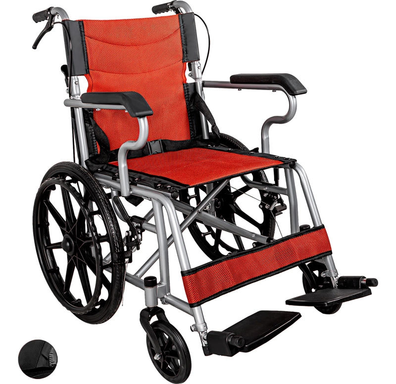 SILLA RUEDAS PLEGABLE NANOFORT ALUMINIO LIGERA PREMIUM ROJA - 1