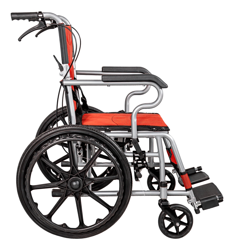 SILLA RUEDAS PLEGABLE NANOFORT ALUMINIO LIGERA PREMIUM ROJA - 2