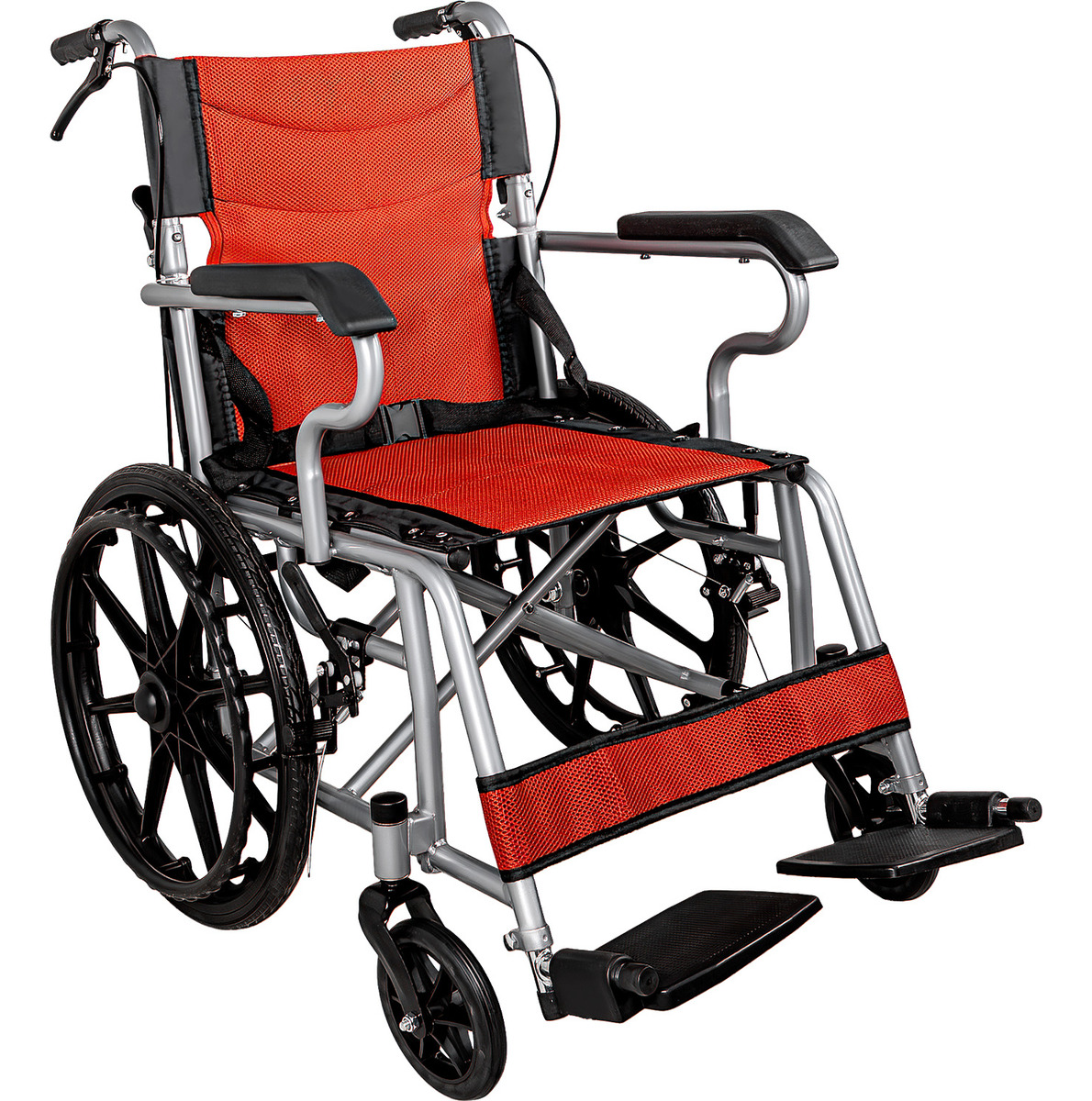 SILLA RUEDAS PLEGABLE NANOFORT ALUMINIO LIGERA PREMIUM ROJA - 4